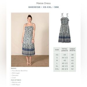 Maisie Dress size Small and Medium NWT